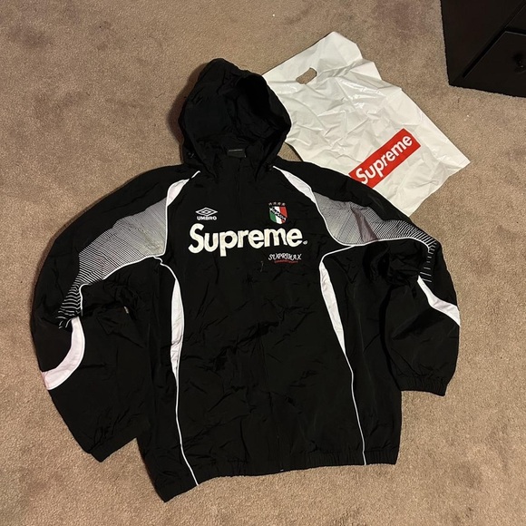 Supreme Black Windbreaker with White Details